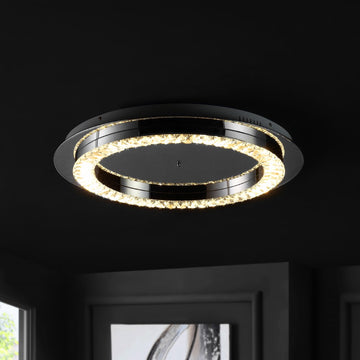 Cristal Integrated Iron/Crystal Glam LED Flush Mount - JONATHAN Y